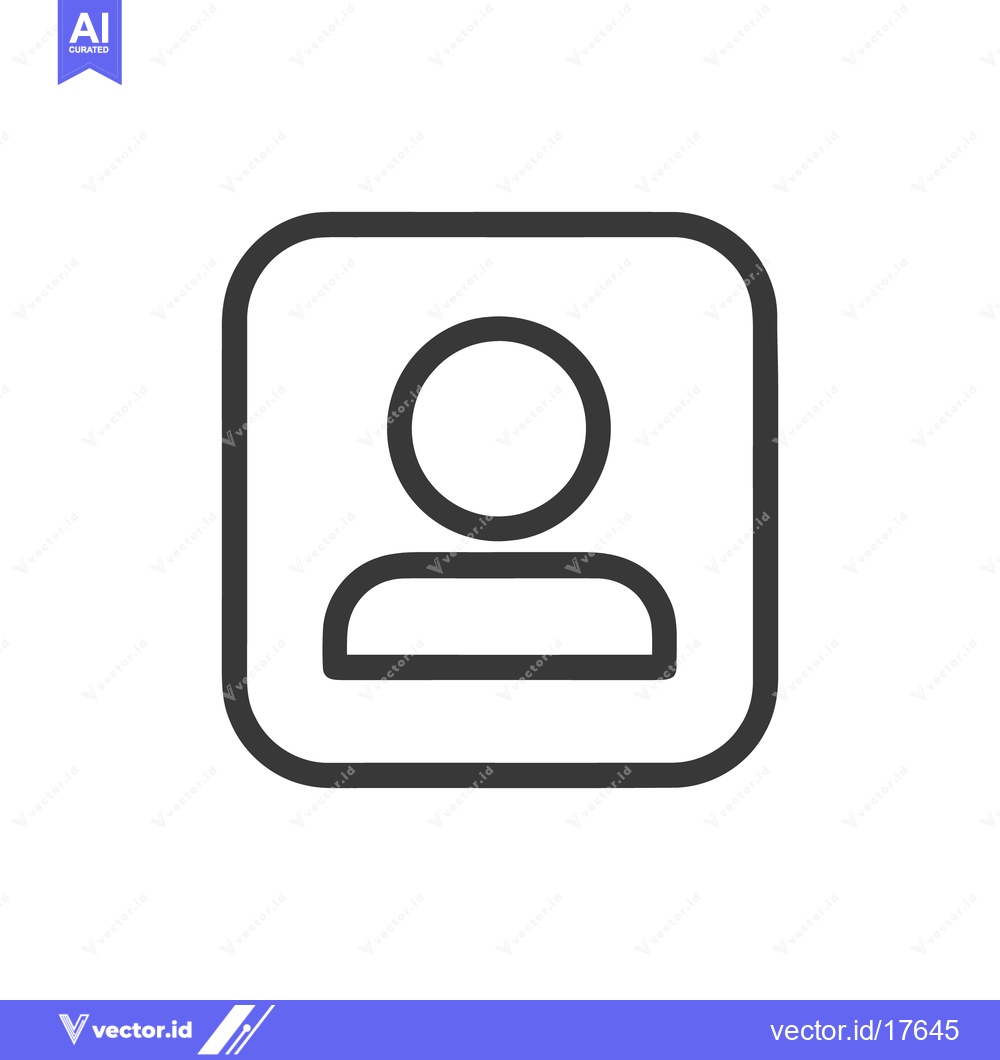 Premium Vector dari Simple Person Icon in Rounded Square Frame, Black Outline