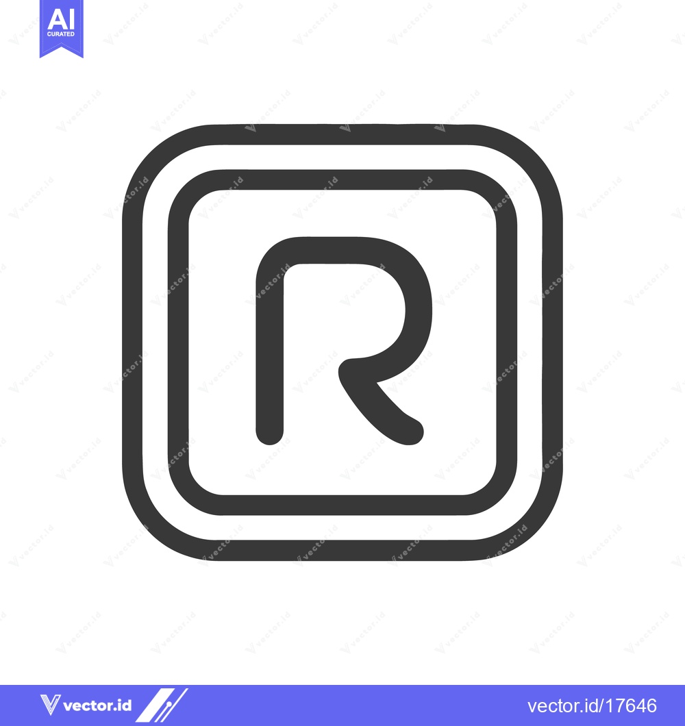 Premium Vector dari Bold Letter R in Double Rounded Square Frame, Minimalist Design