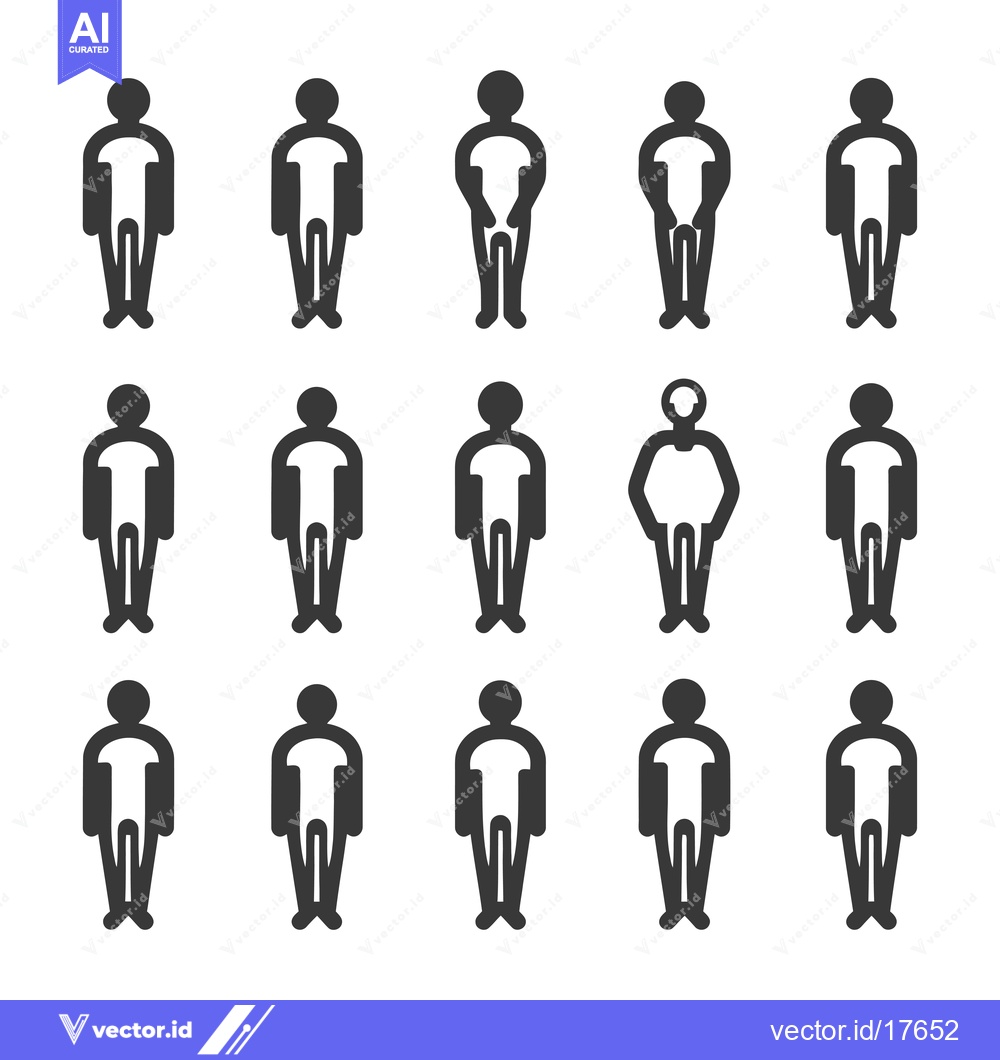 Premium Vector dari A Row of Simple Stick Figure People with One Different Person