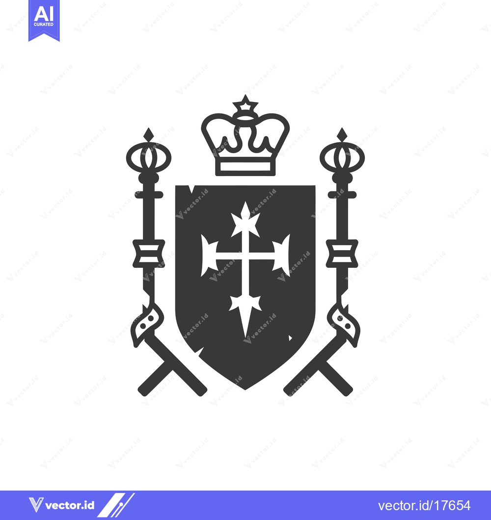 Premium Vector dari A Royal Crest with a Crown and a Cross