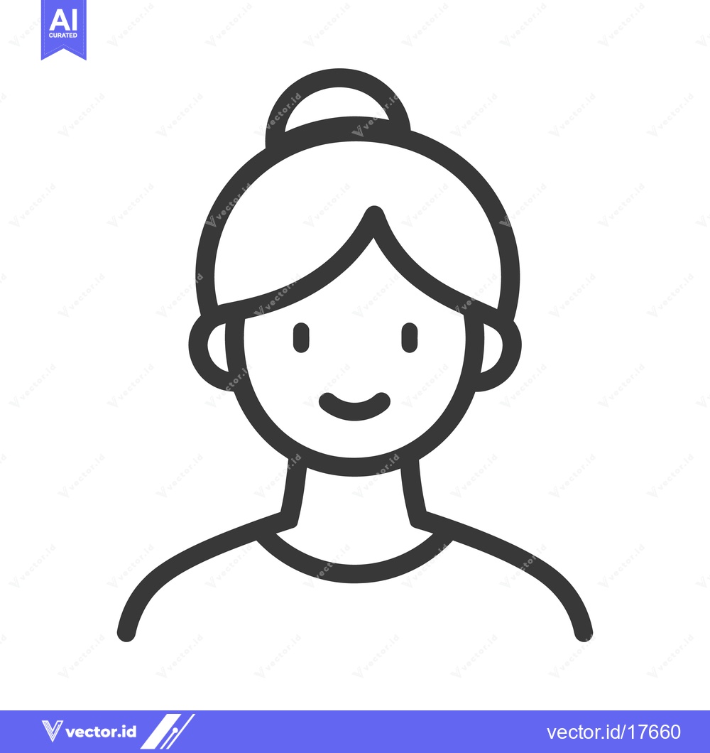 Premium Vector dari A simplified black and white image of a smiling woman
