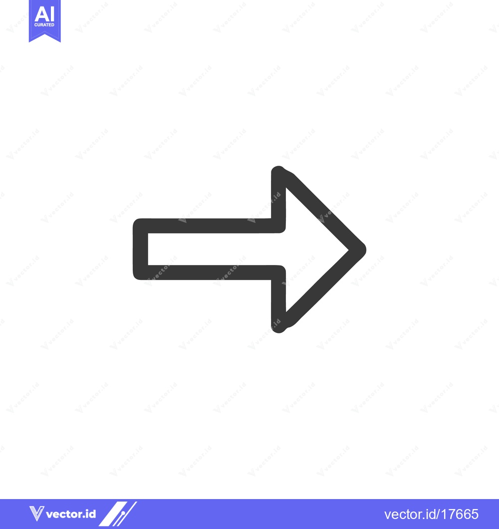 Premium Vector of Bold Outline Arrow Pointing Right on White Background
