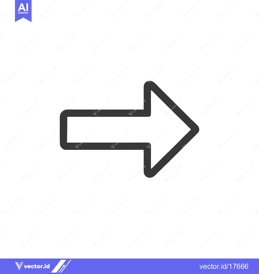 Premium Vector dari Simple Right Arrow Icon with Rounded Corners on White Background