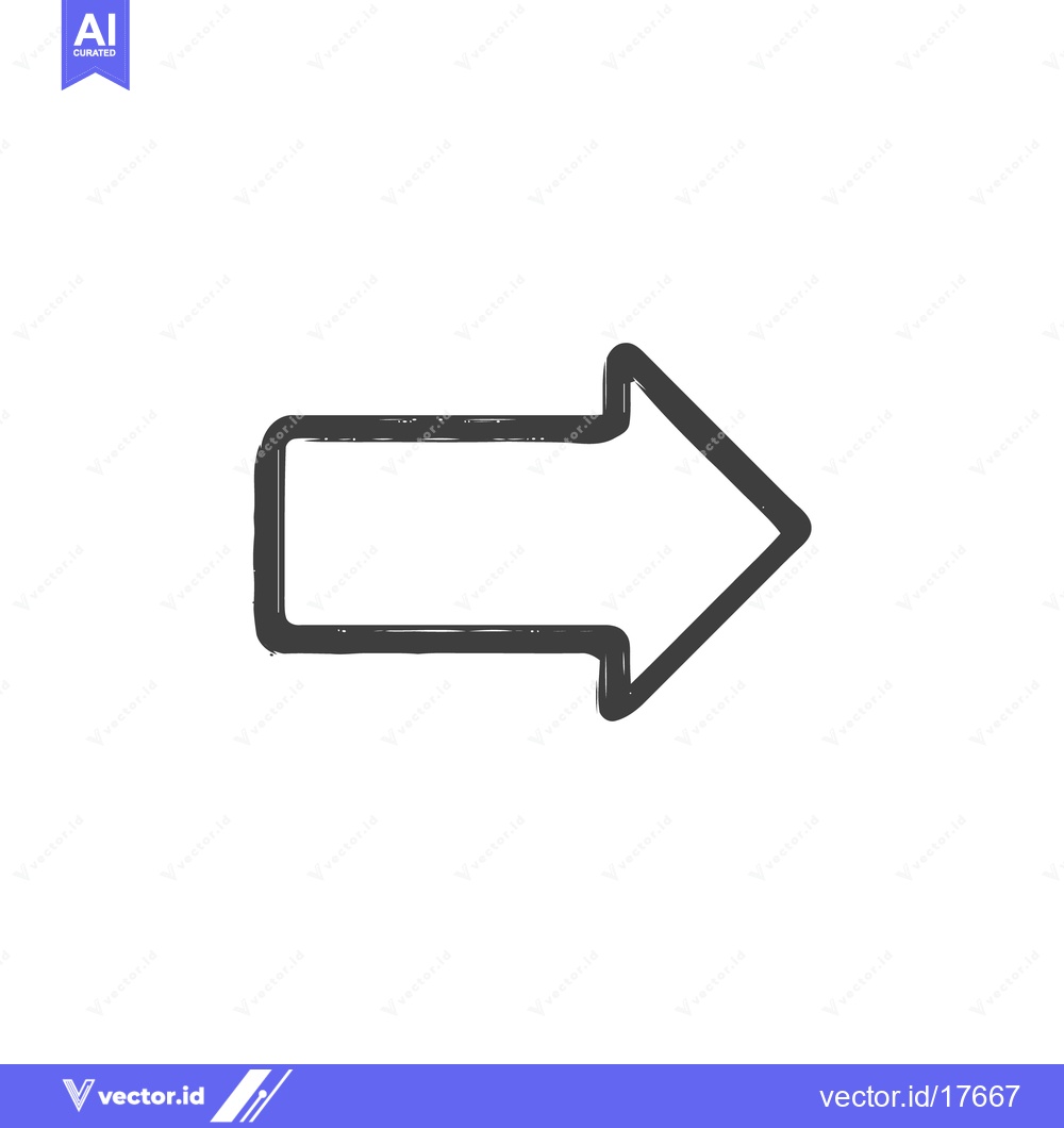 Premium Vector dari Grunge Style Right Arrow: Directional Symbol with Textured Outline on