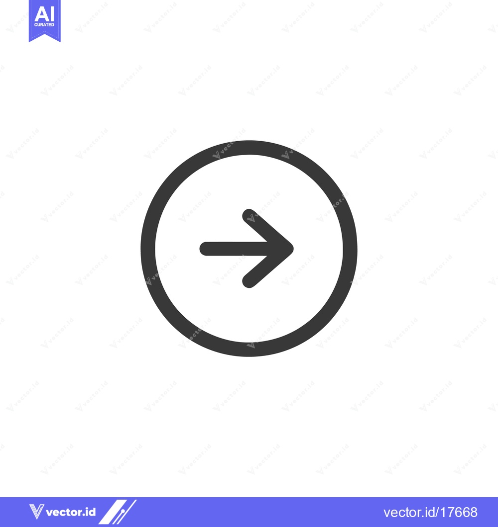 Premium Vector dari Simple Dark Gray Right Arrow Inside Circle on White Background