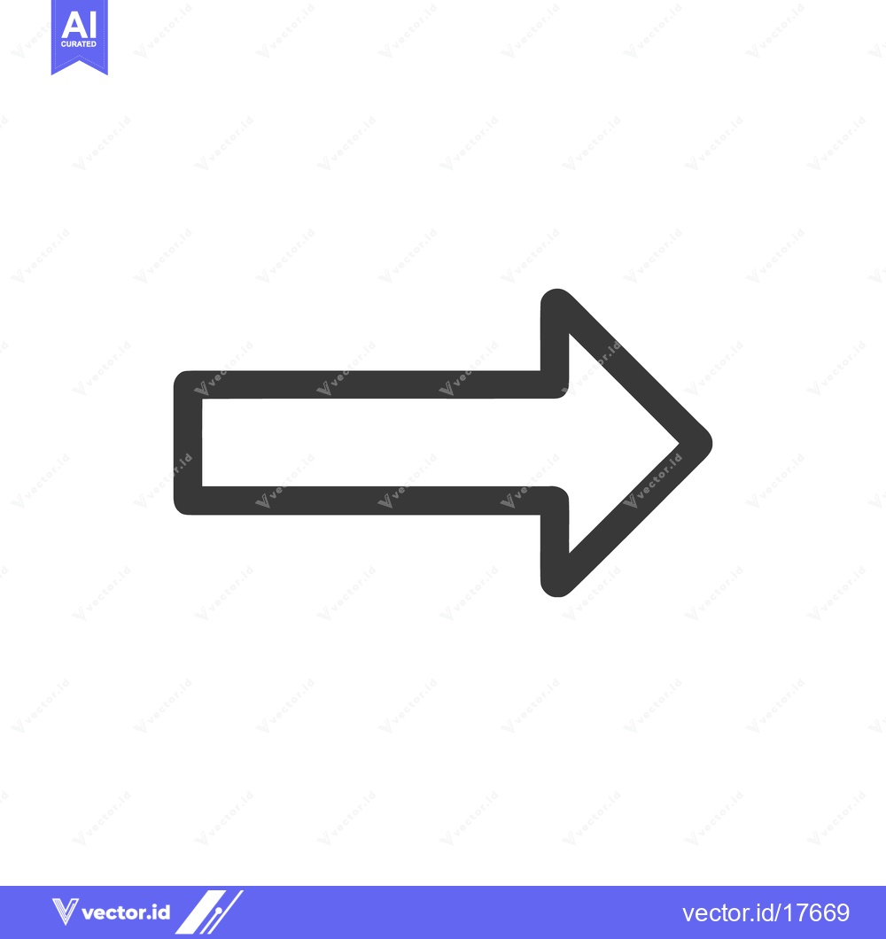 Premium Vector dari Bold Outline Arrow Pointing Right on White Background