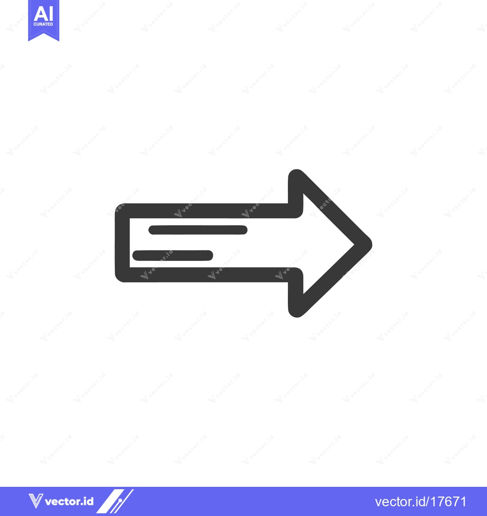 Premium Vector of Bold Arrow Icon with Horizontal Lines, Directional Symbol on White Bac