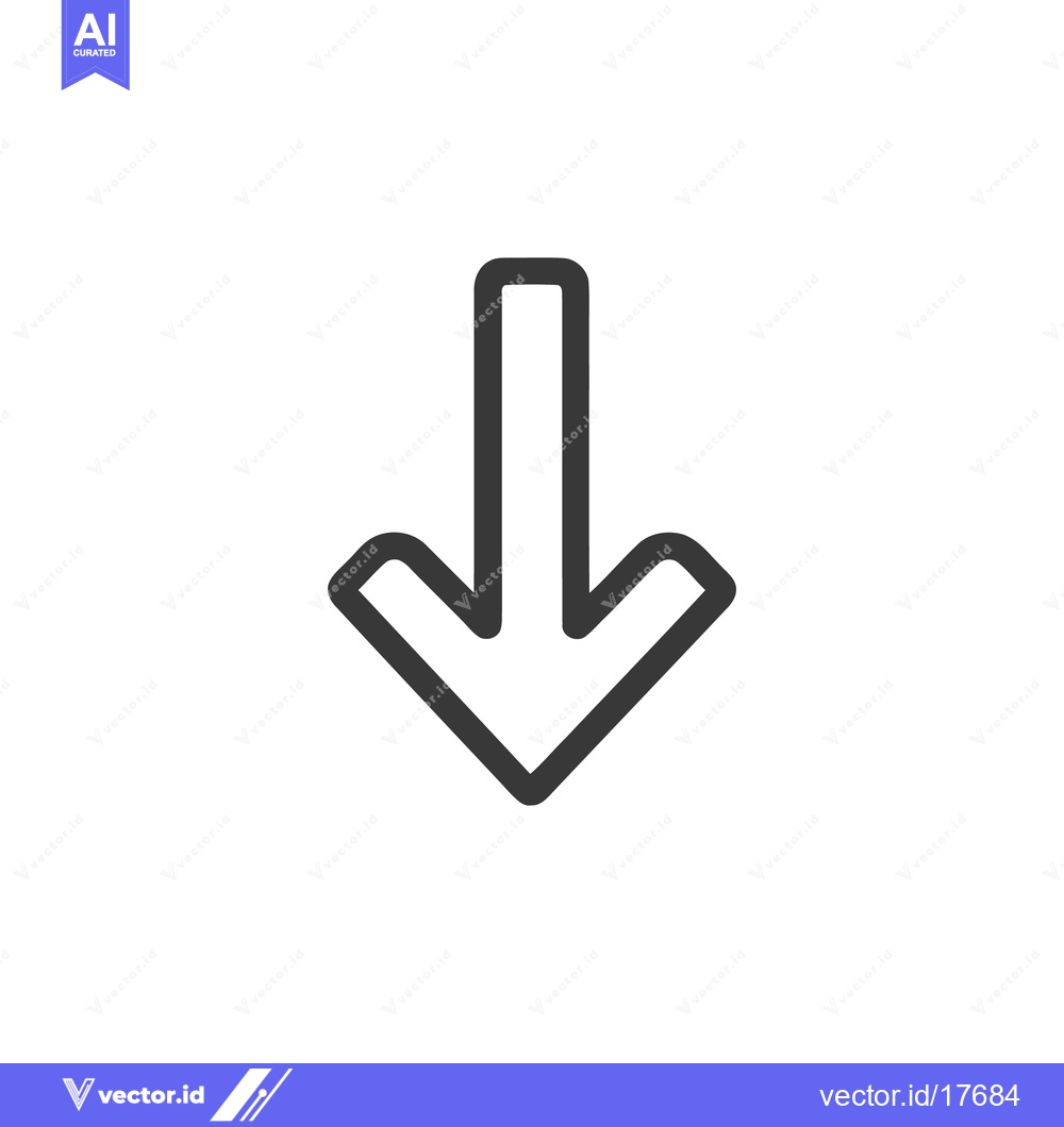 Premium Vector dari Bold Downward Arrow Icon: Simple, Clean Design on White Background