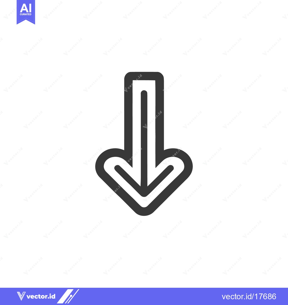 Premium Vector dari Bold Down Arrow Icon with Rounded Edges on White Background