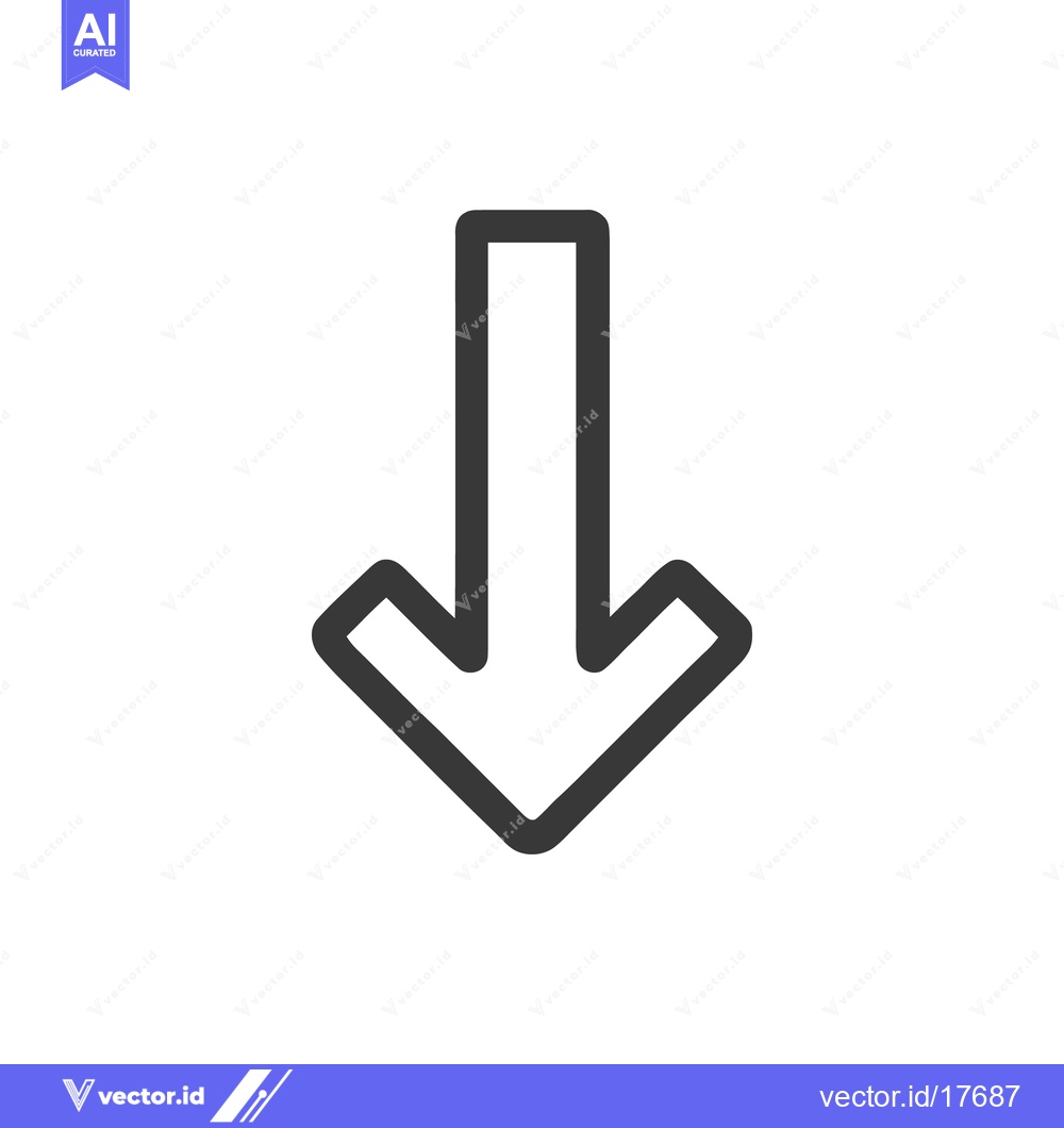 Premium Vector dari Bold Down Arrow Icon: Simple, Modern Navigation Symbol on White Backgr