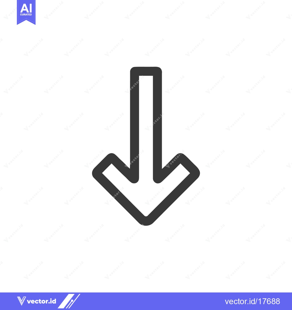 Premium Vector dari Bold Downward Arrow Icon with Rounded Edges on White Background