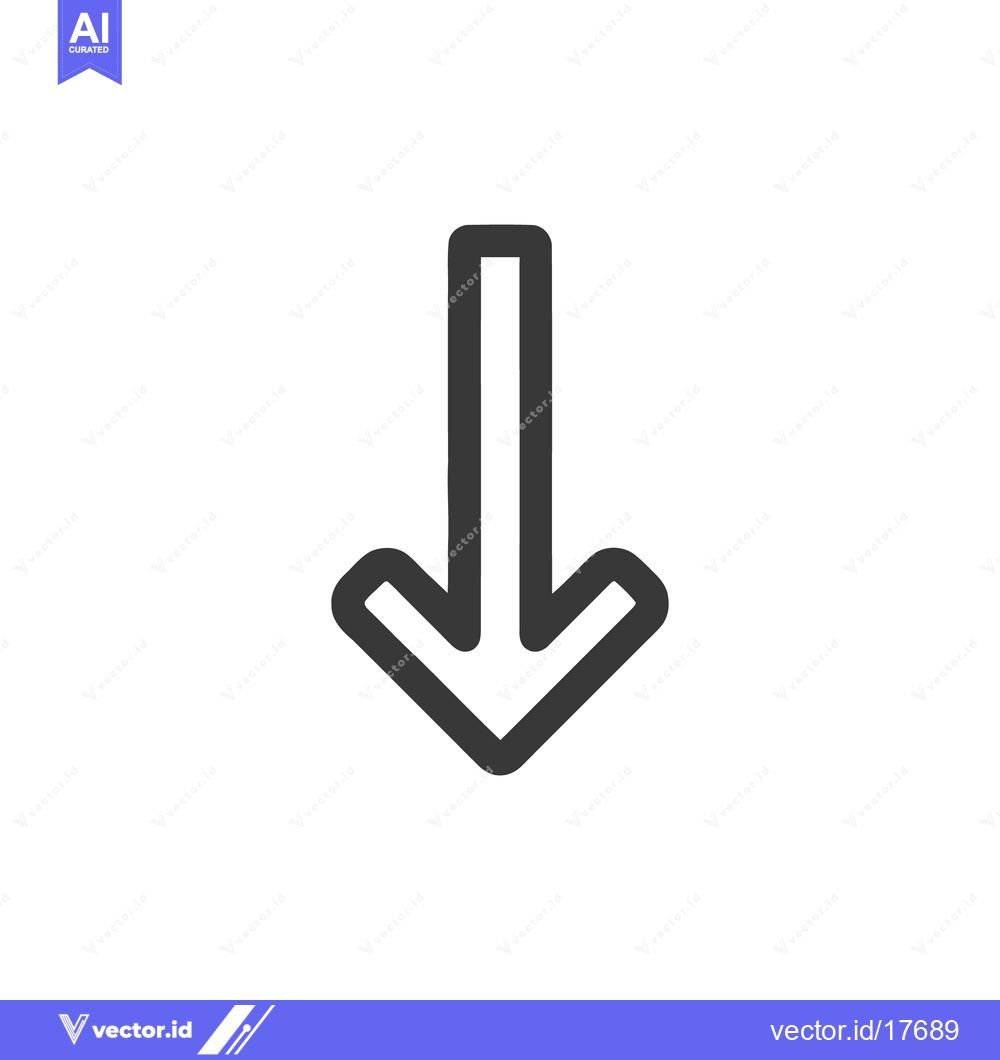 Premium Vector of Bold Down Arrow Icon: Simple, Modern Design on White Background