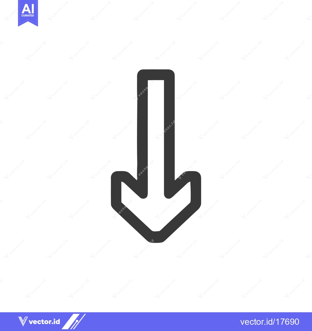 Premium Vector dari Bold Downward Arrow Icon: Simple, Modern Design on White Background