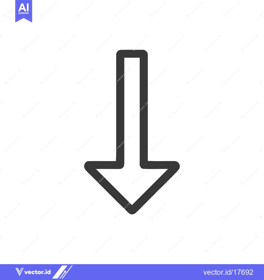 Premium Vector dari Simple Down Arrow Icon with Bold Outline on White Background