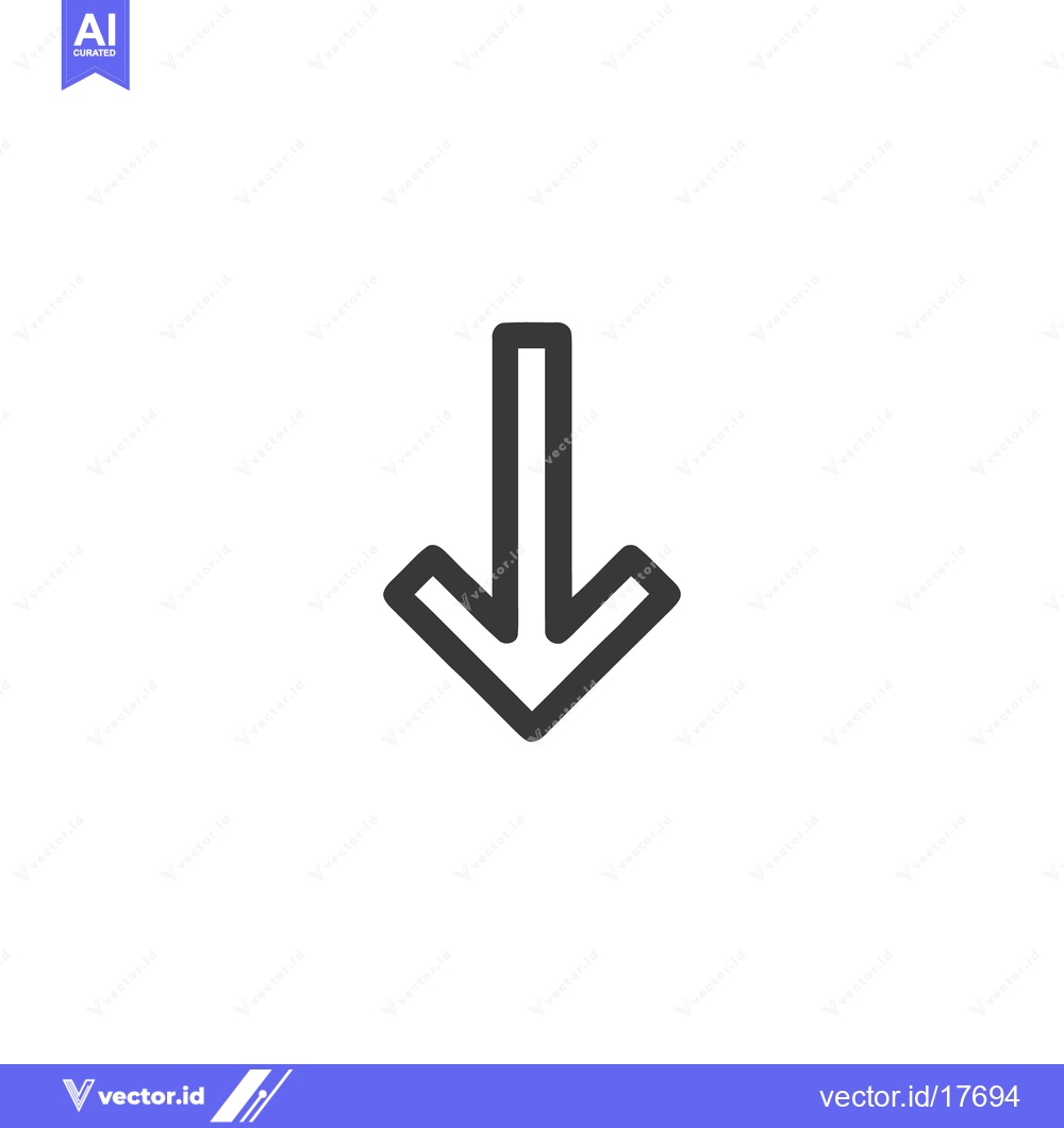 Premium Vector dari Bold Downward Arrow Icon on White Background, Minimalist Design