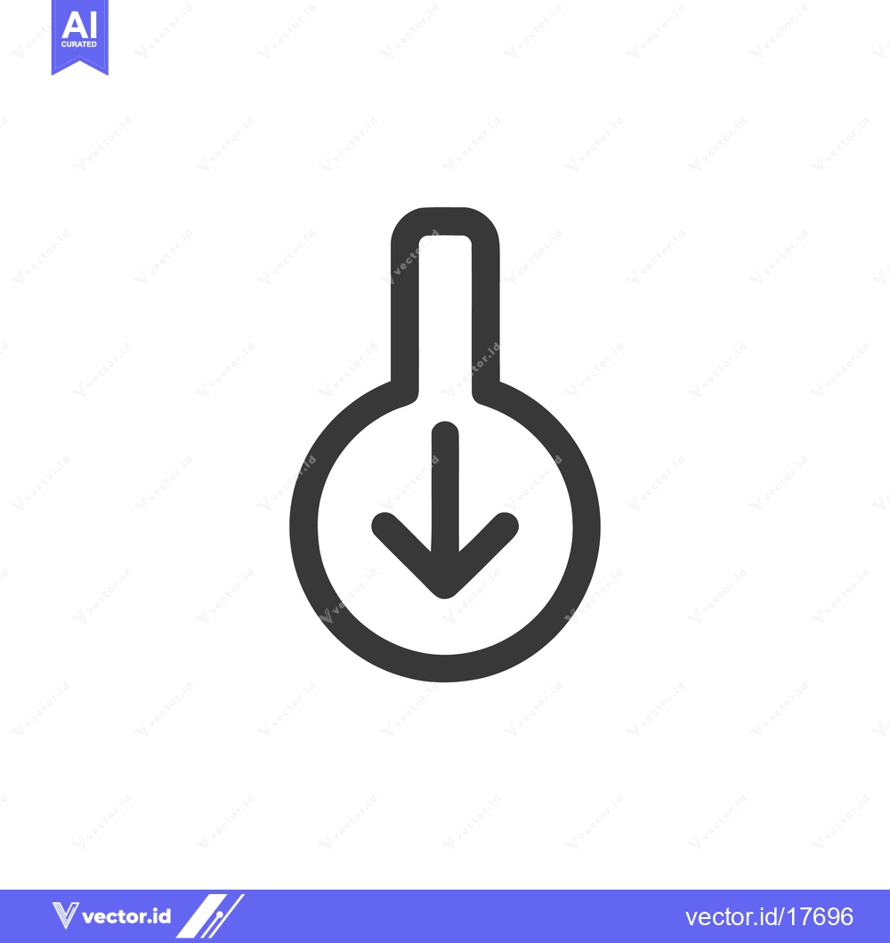 Premium Vector dari Simple Down Arrow Icon in Circle, Minimalist Design on White Backgroun
