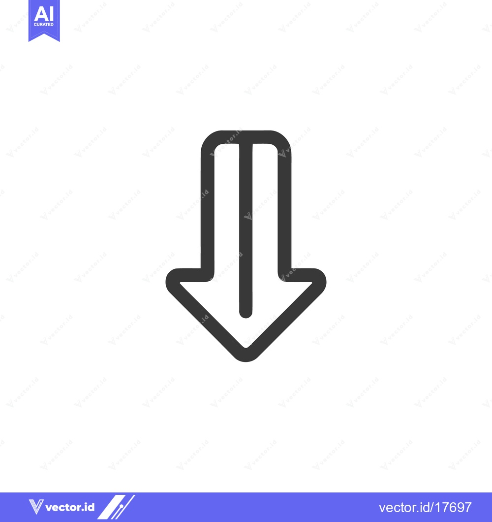 Premium Vector dari Bold Downward Arrow Icon on White Background, Simple Graphic Design