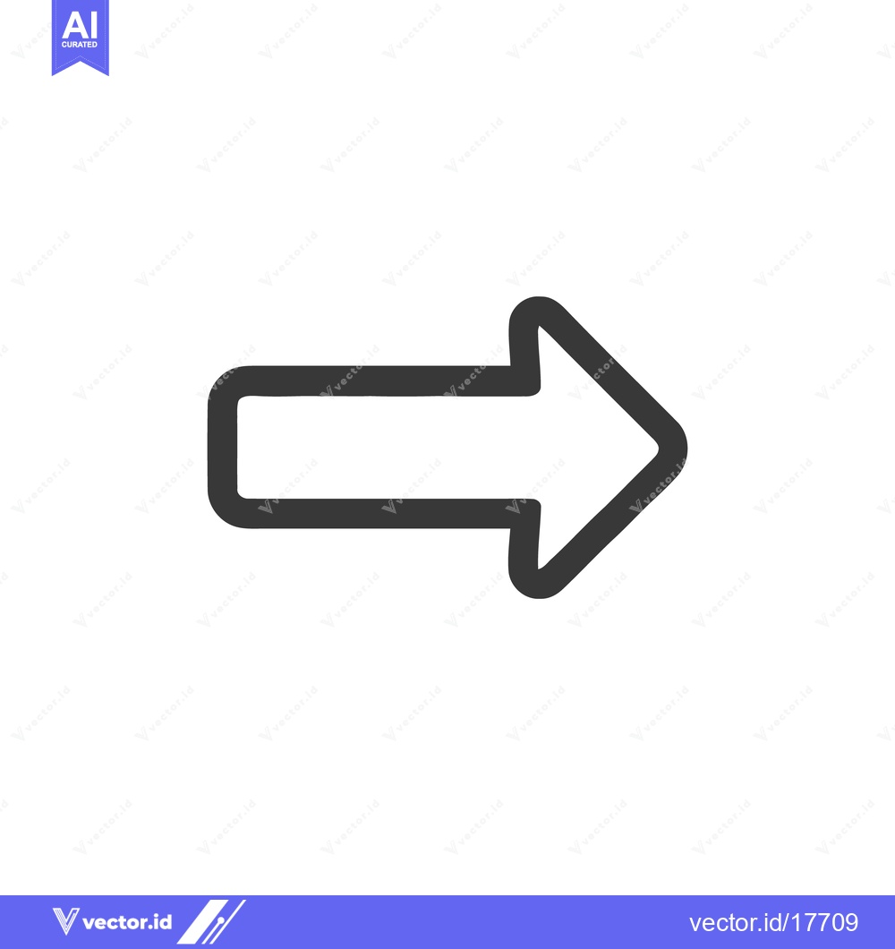 Premium Vector dari Simple Right Arrow Icon with Rounded Edges on White Background