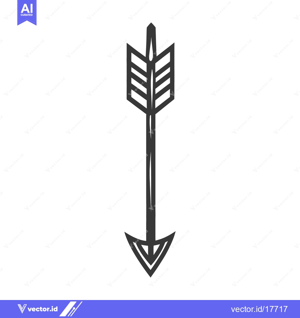 Premium Vector of Black and white illustration of a single arrow pointing downwards