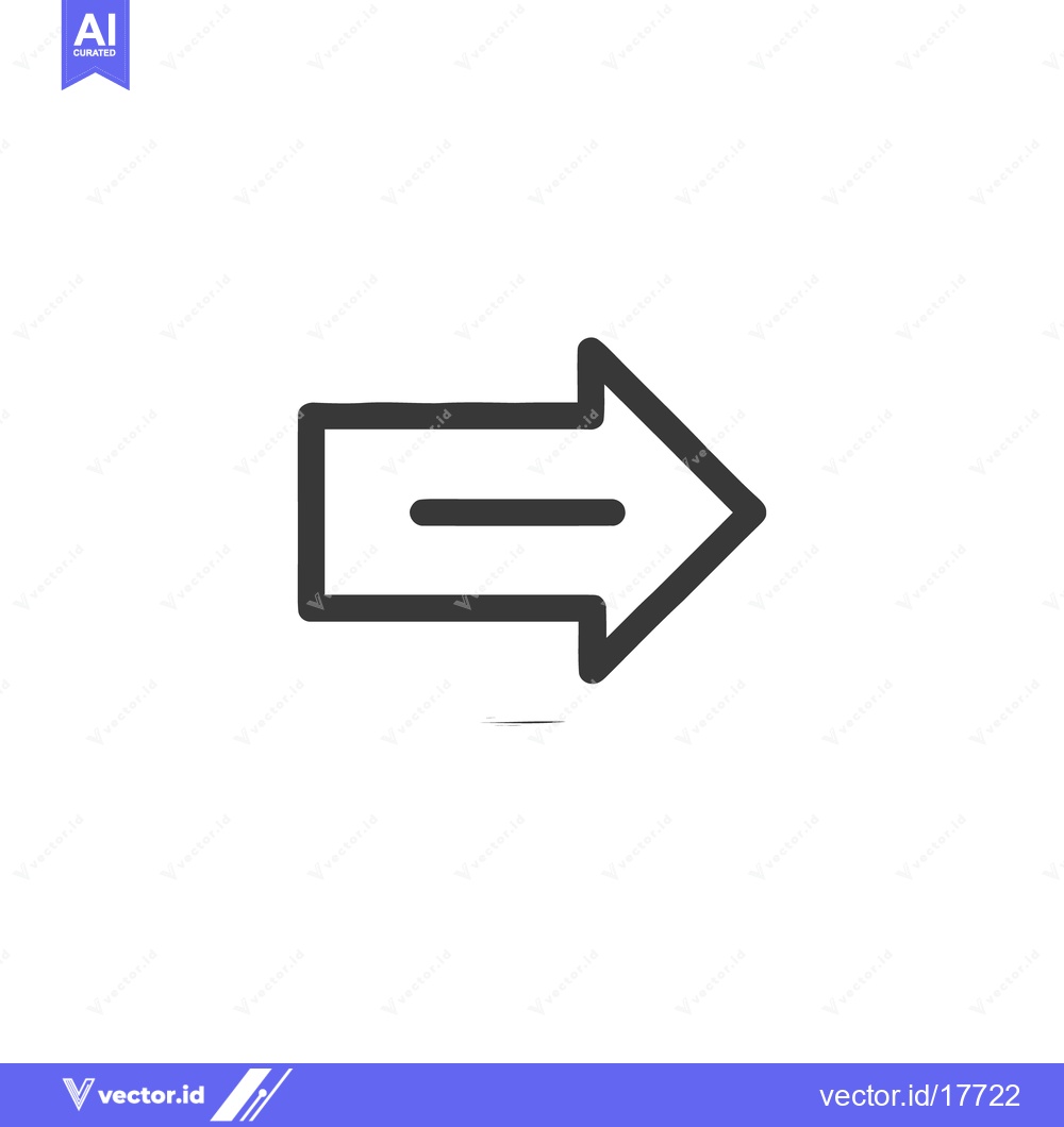 Premium Vector dari Bold Right Arrow Icon with Horizontal Line, Minimalist Design on White