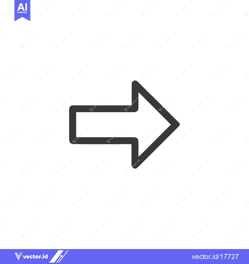 Premium Vector of Simple Right Arrow Icon: Bold Outline on White Background, Directional