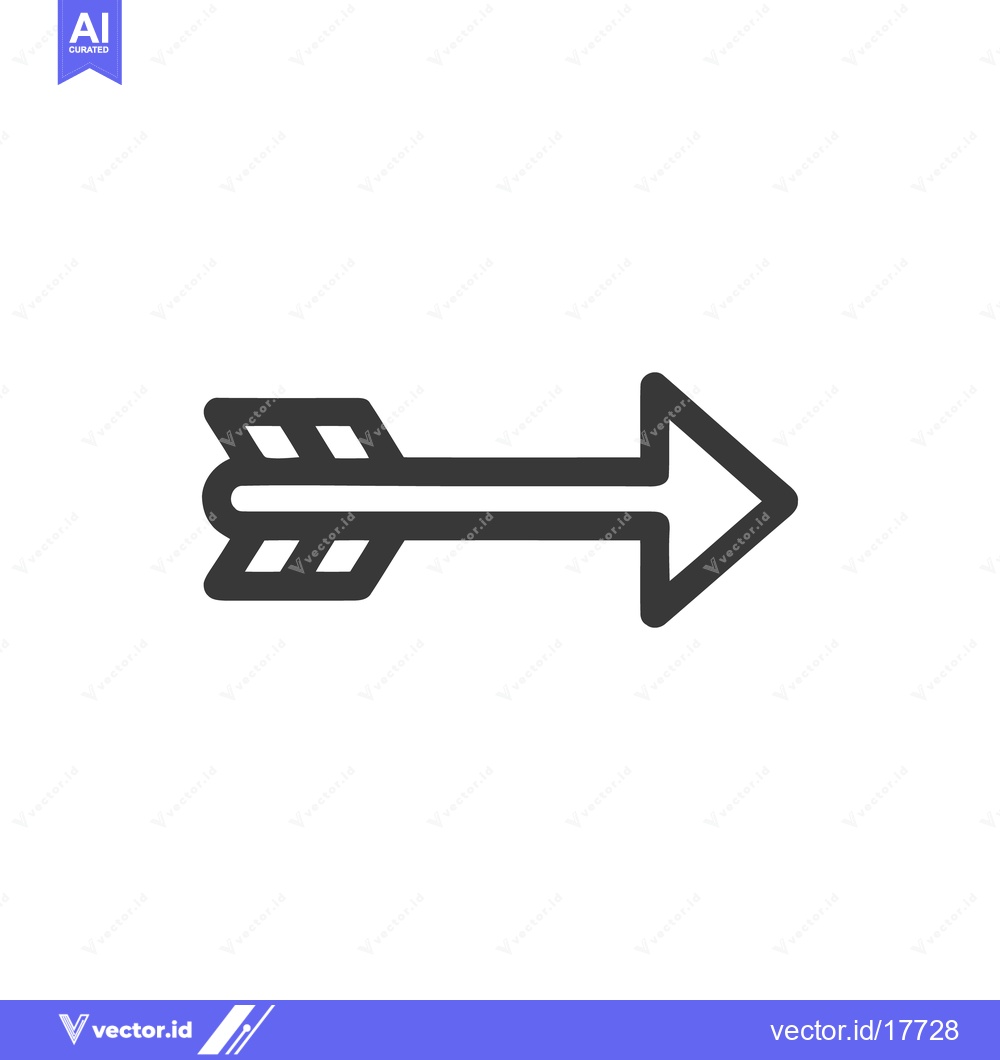 Premium Vector dari Bold Arrow Icon: Directional Symbol with Feathered End and Pointed Tip