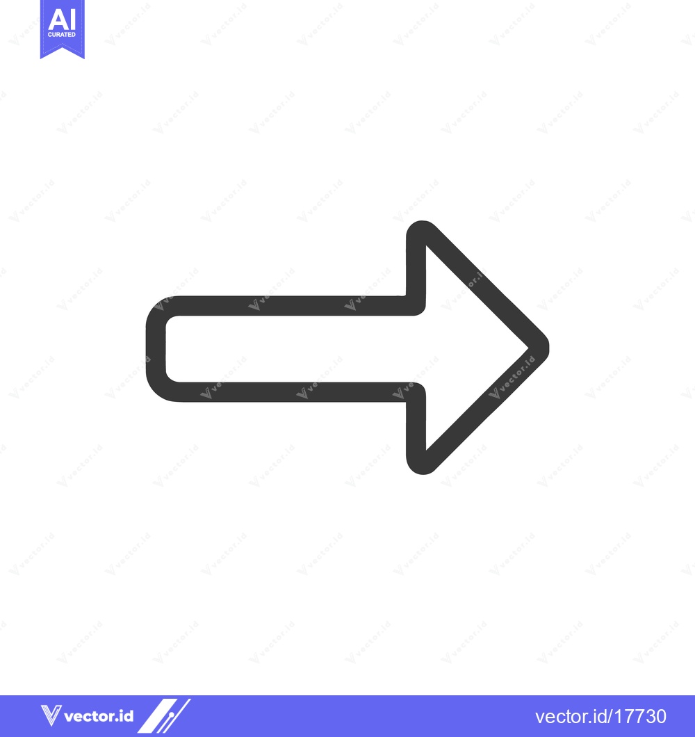 Premium Vector dari Simple Right Arrow Icon with Rounded Edges on White Background