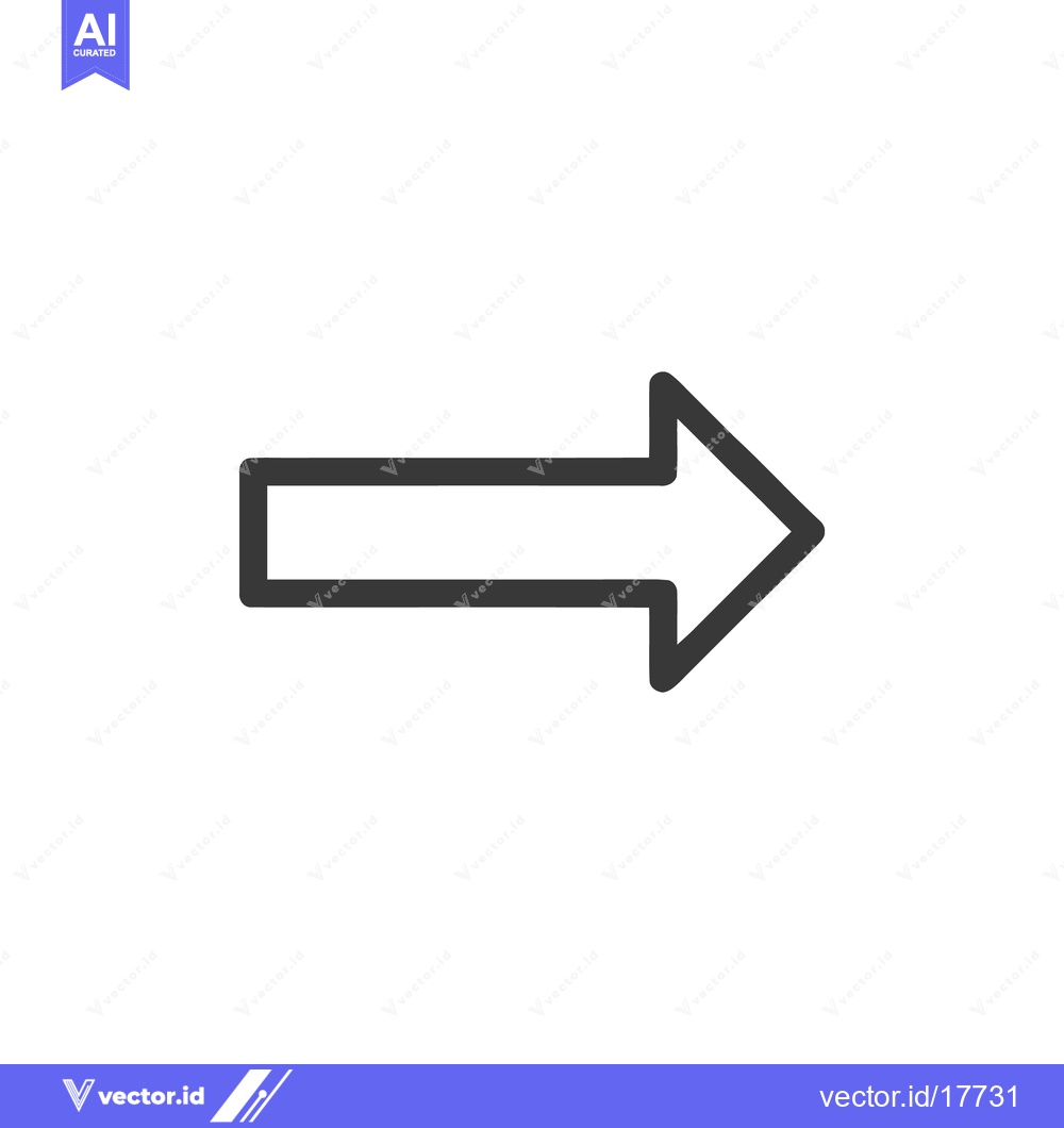 Premium Vector dari Bold Right Arrow Icon: Simple, Modern, Directional Symbol on White Bac