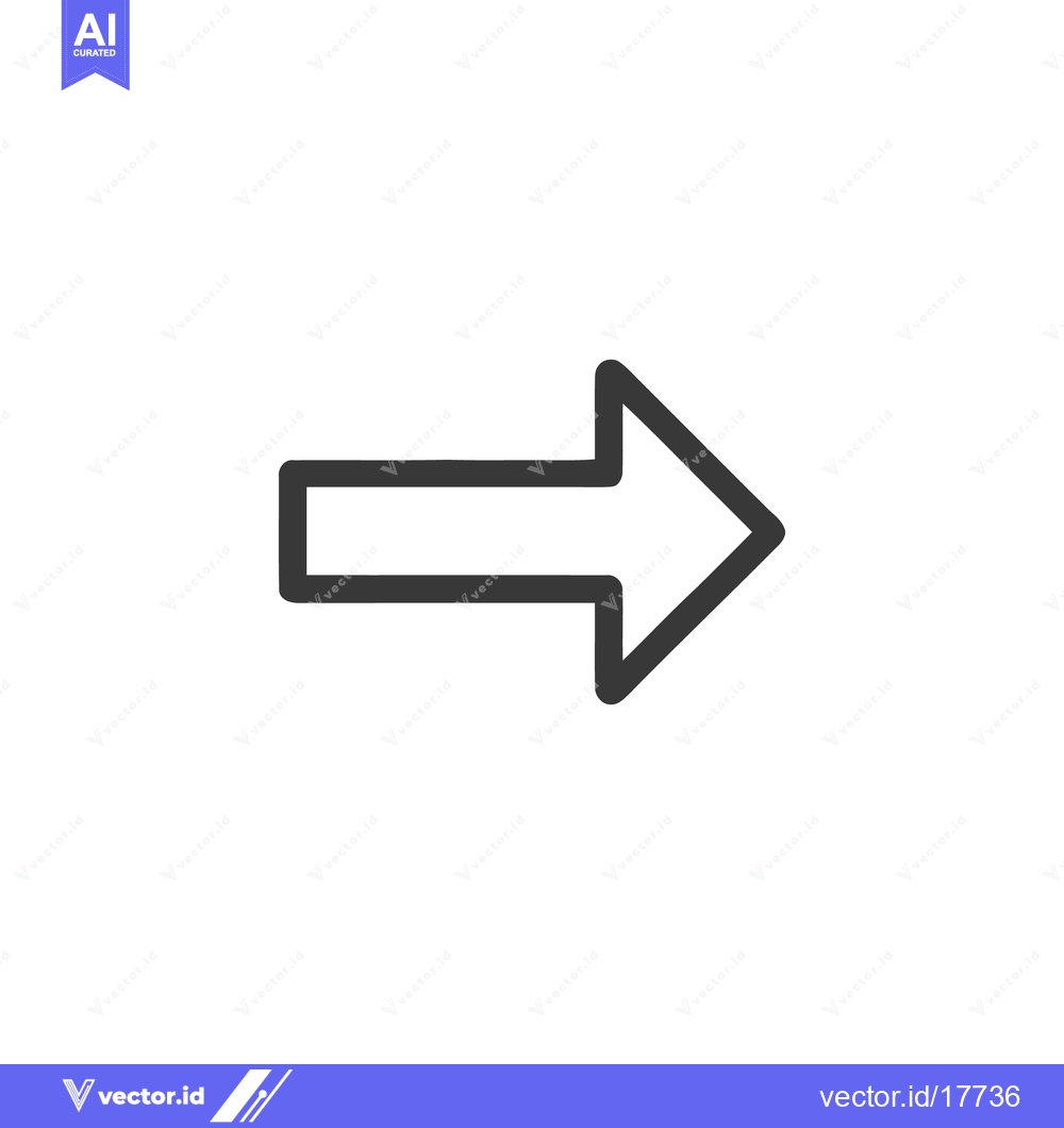 Premium Vector dari Simple Right Arrow Icon with Rounded Corners on White Background
