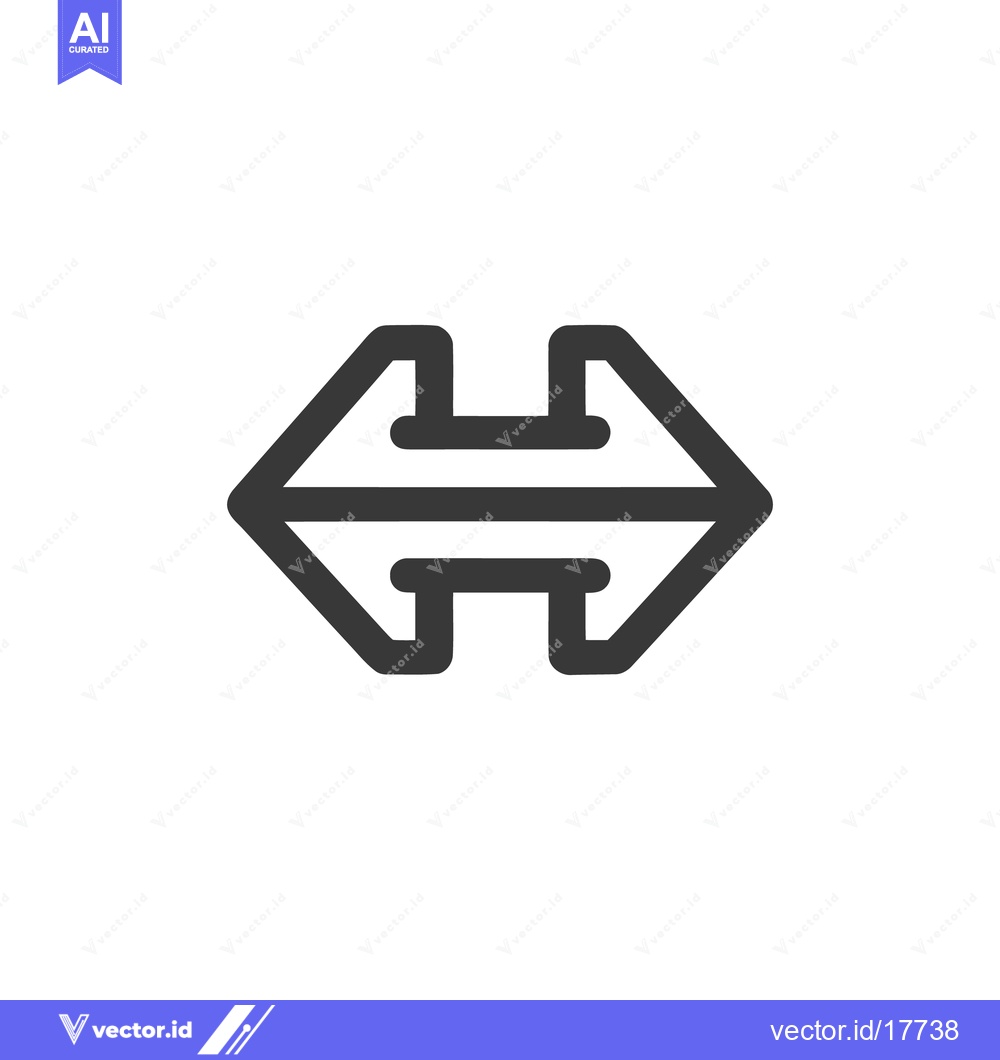 Premium Vector of Abstract Black Arrow Icon Pointing Left and Right on White Background