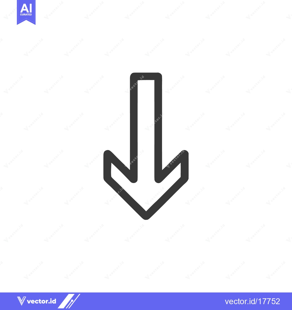 Premium Vector dari Simple Downward Arrow Icon: Minimalist Design on White Background