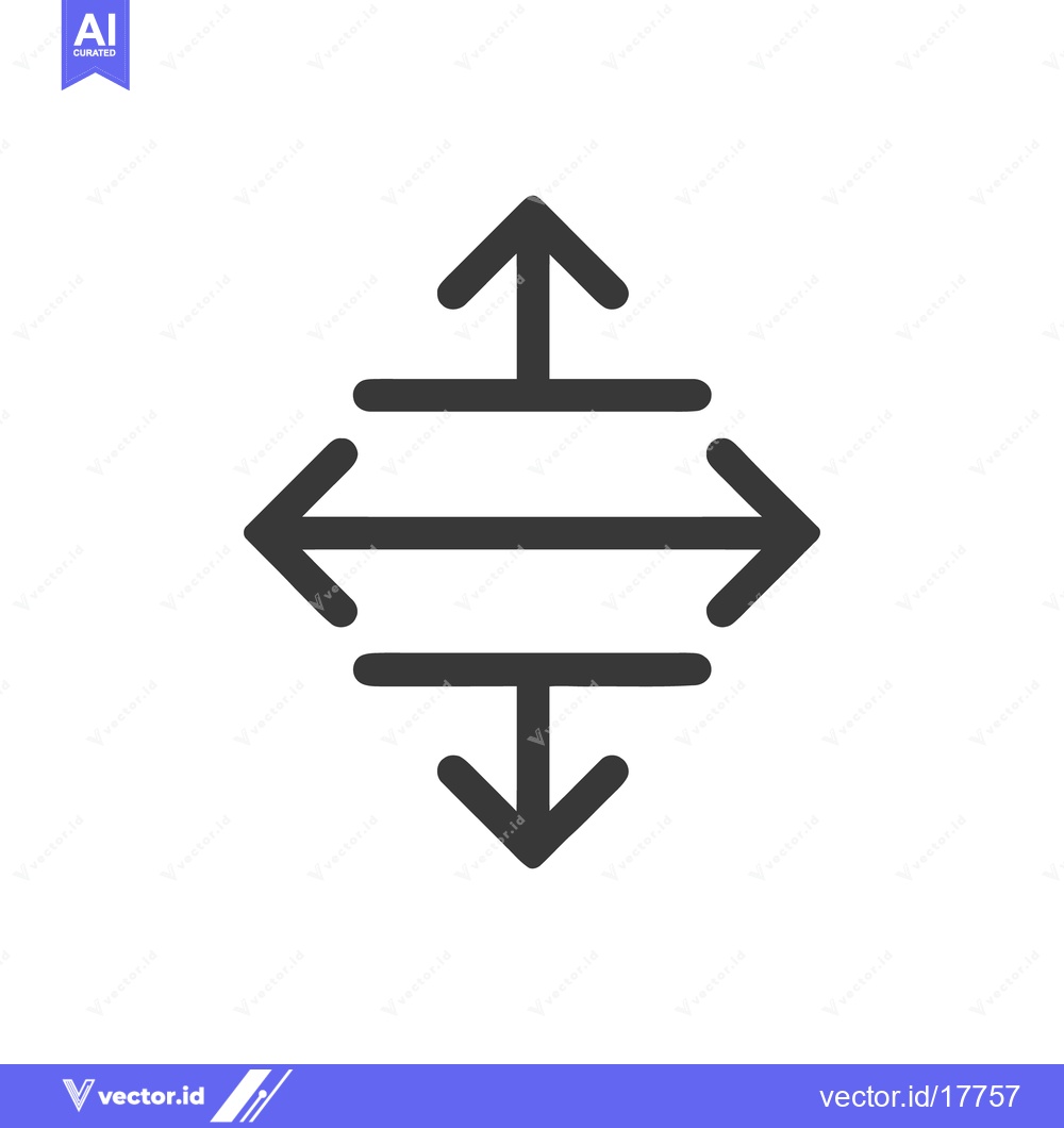 Premium Vector dari Geometric Arrow Icon: Multidirectional Movement and Resize Symbol