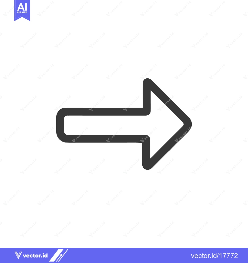 Premium Vector dari Simple Right Arrow Icon with Rounded Edges on White Background