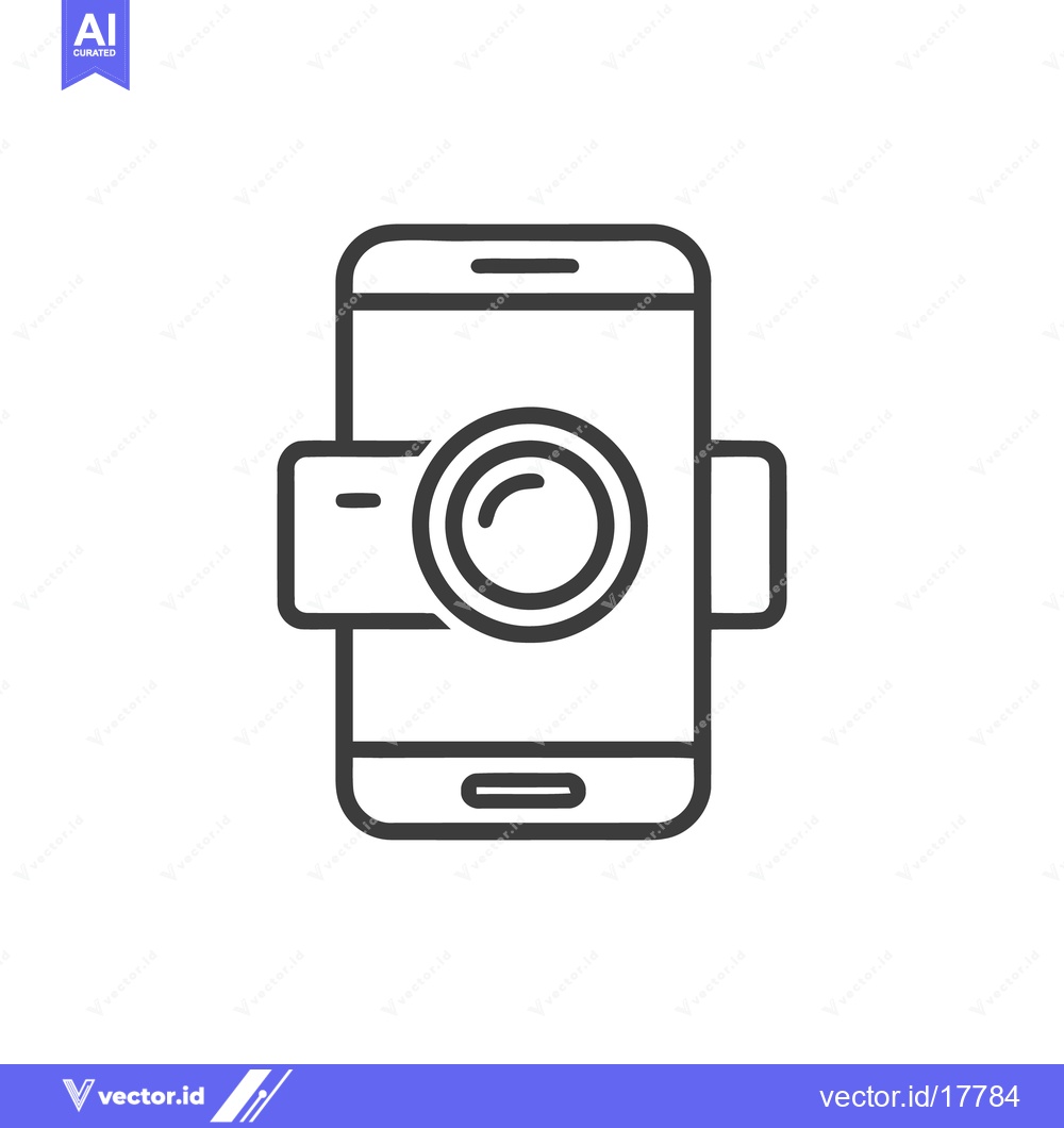 Premium Vector dari Smartphone with external camera lens icon, line art style