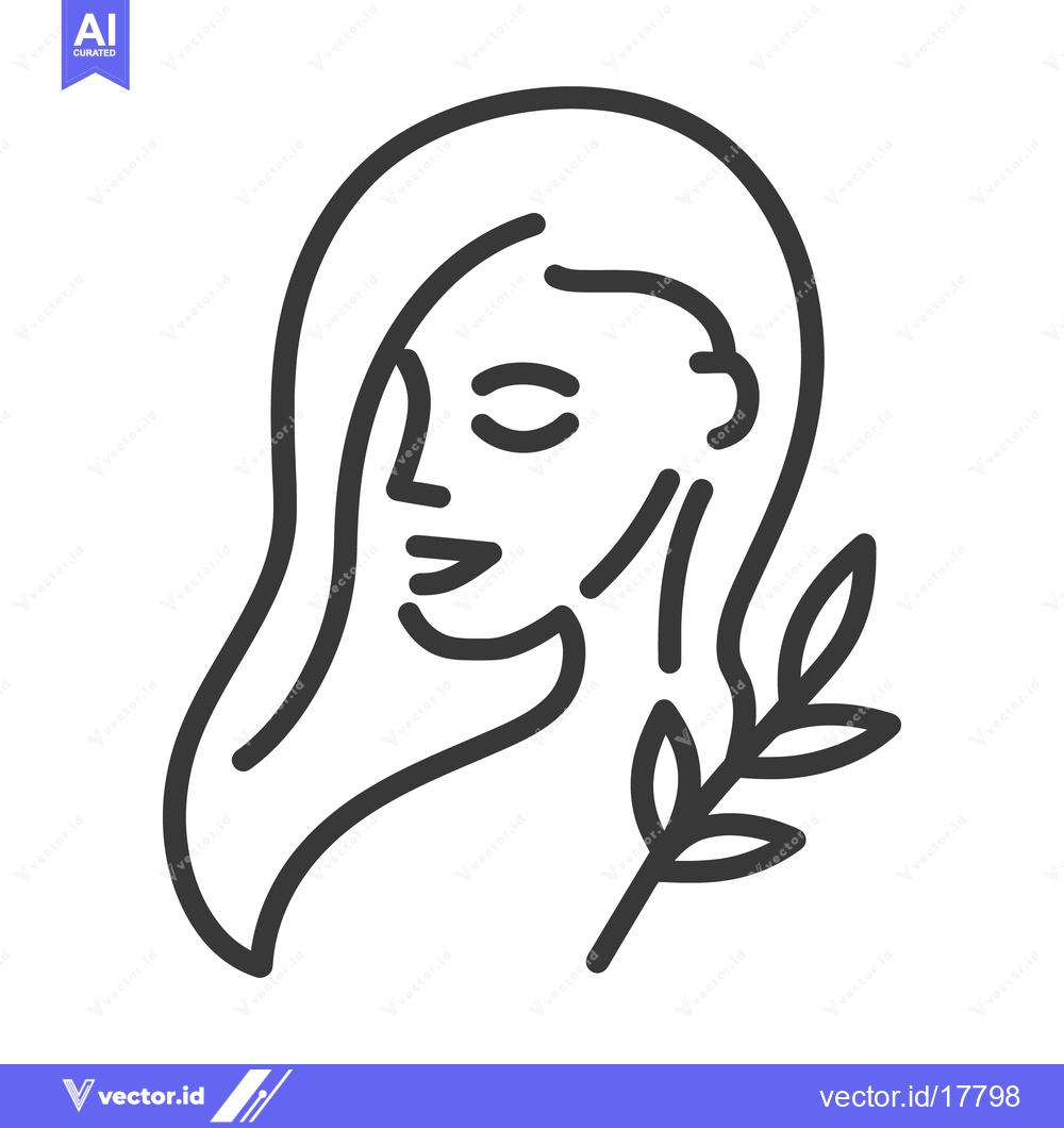 Premium Vector of A linear drawing of a woman with closed eyes and leaves