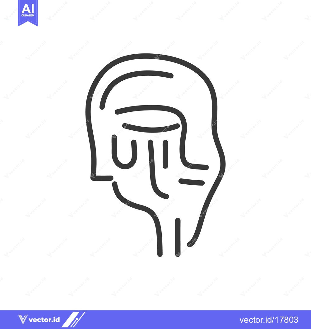Premium Vector of A simple line drawing illustrating a human head and a crying face