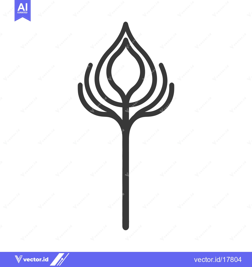 Premium Vector dari A stylized black line drawing of a plant or flower