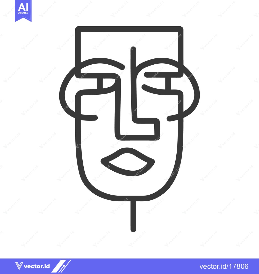 Premium Vector dari A minimalist line drawing depicting a stylized human face