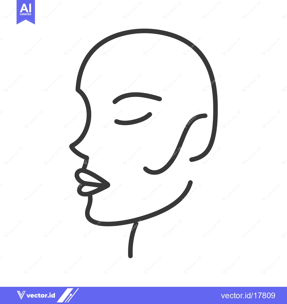 Premium Vector dari A simple black and white line drawing of a face profile