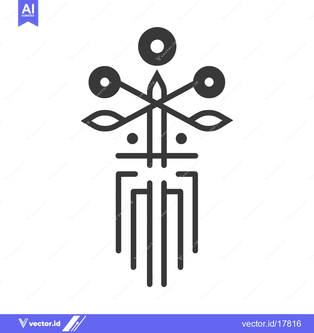 Premium Vector dari Simple black graphic design featuring lines circles and leaves