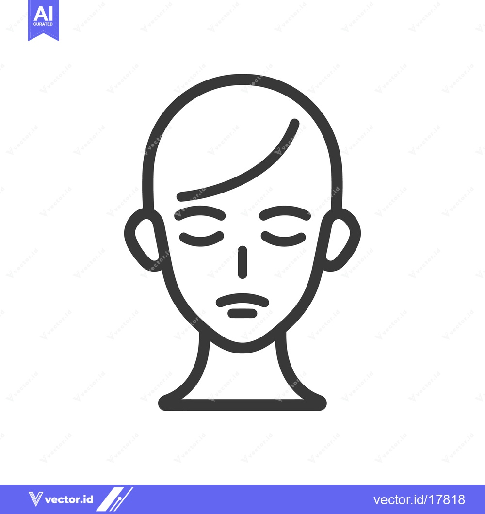 Premium Vector dari A simple black outline of a face with closed eyes