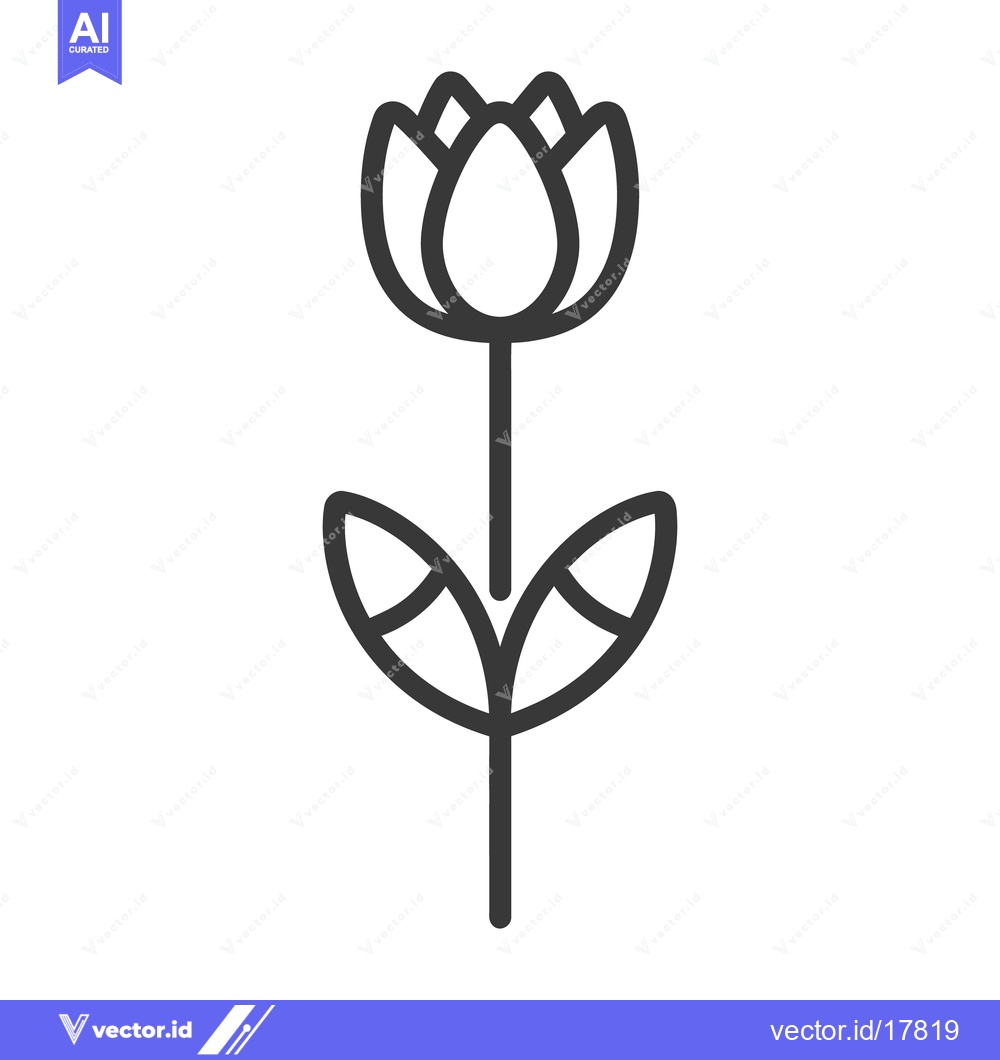 Premium Vector dari A simple linear illustration of a stylized flower and leaves
