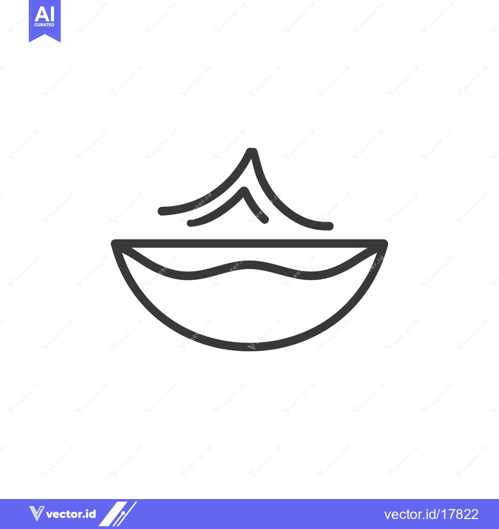Premium Vector dari A Simple Outline Representation of a Bowl with Topping