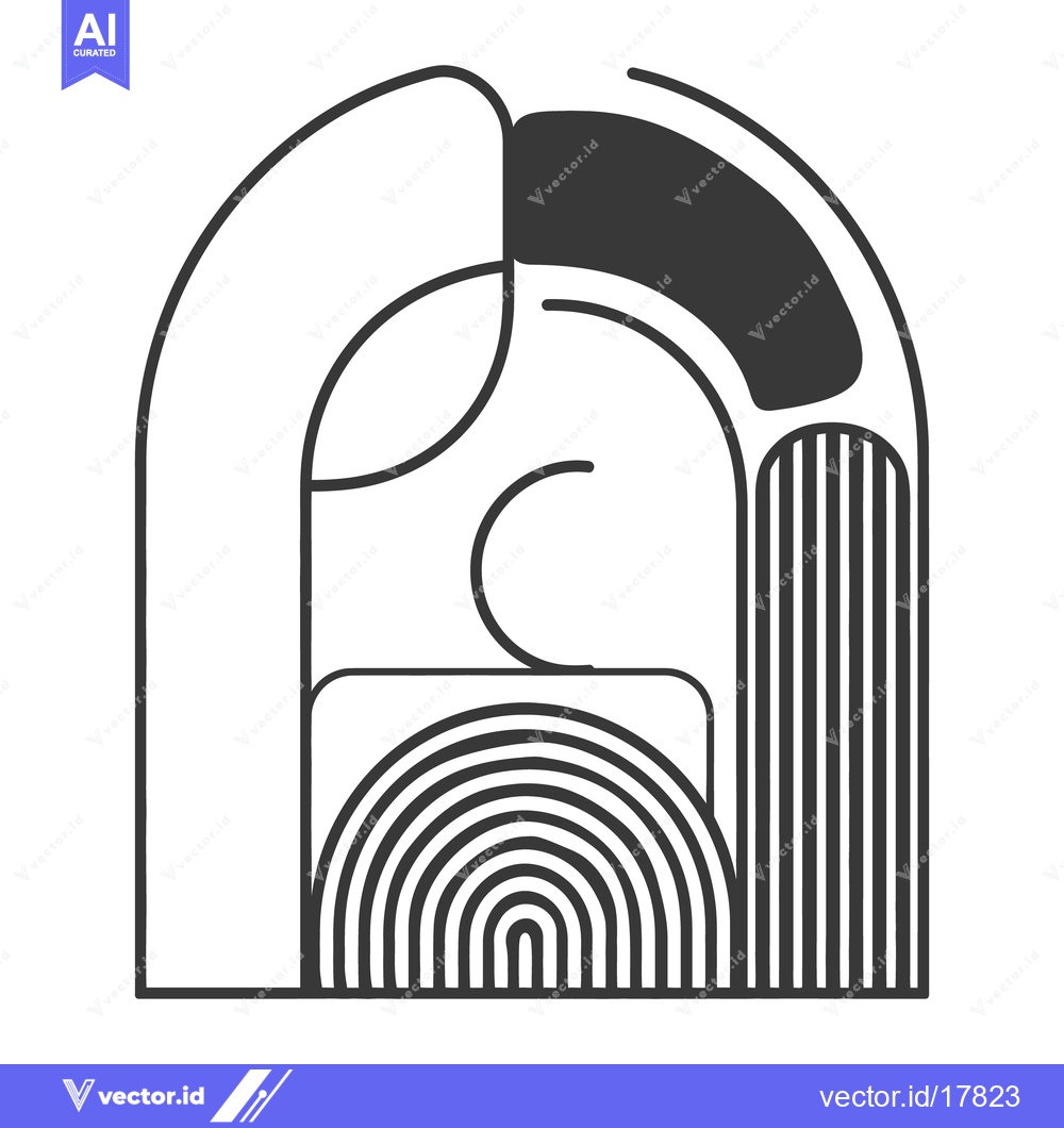 Premium Vector of Black and white abstract illustration of a person with geometric shape