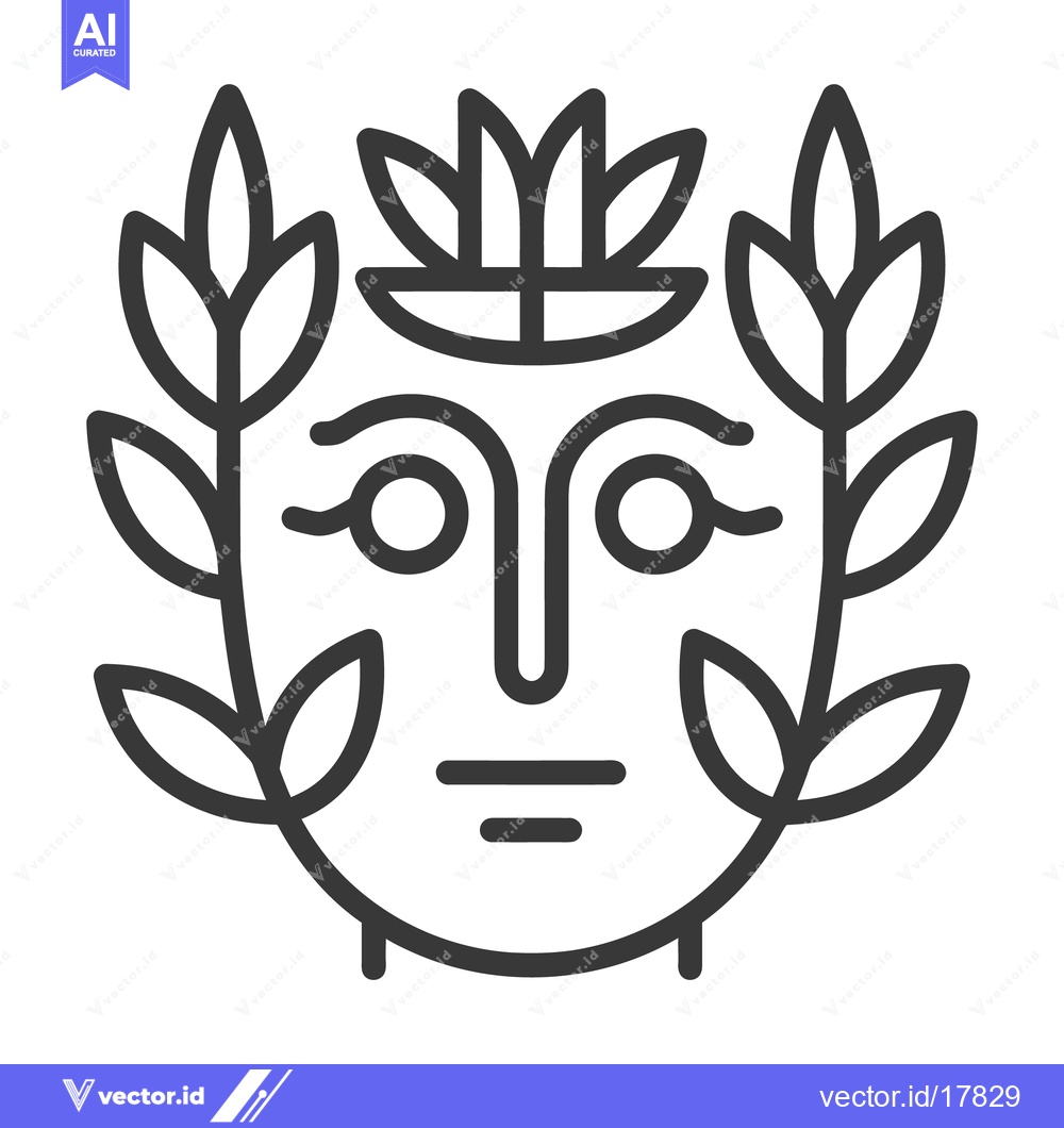 Premium Vector of A symmetrical stylized face encircled by leafy plant branches