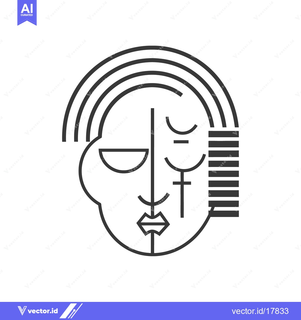 Premium Vector dari An abstract minimalist black and white face design illustration