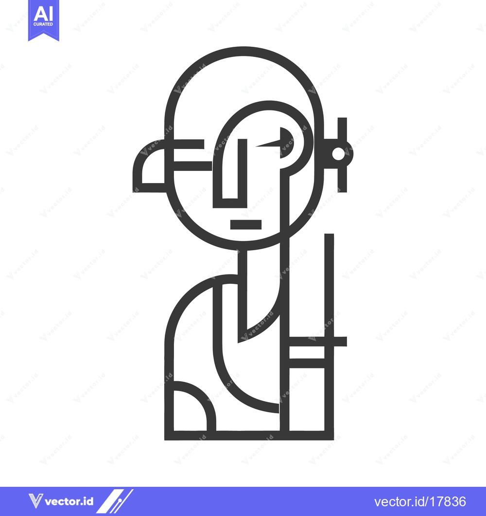 Premium Vector of A minimalist line drawing depicts a person in a thoughtful pose