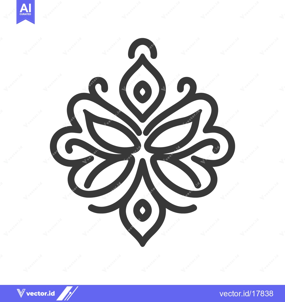 Premium Vector dari A symmetrical black and white decorative floral design element