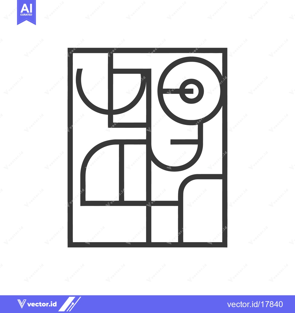 Premium Vector of Abstract geometric portrait composed of lines and rounded shapes