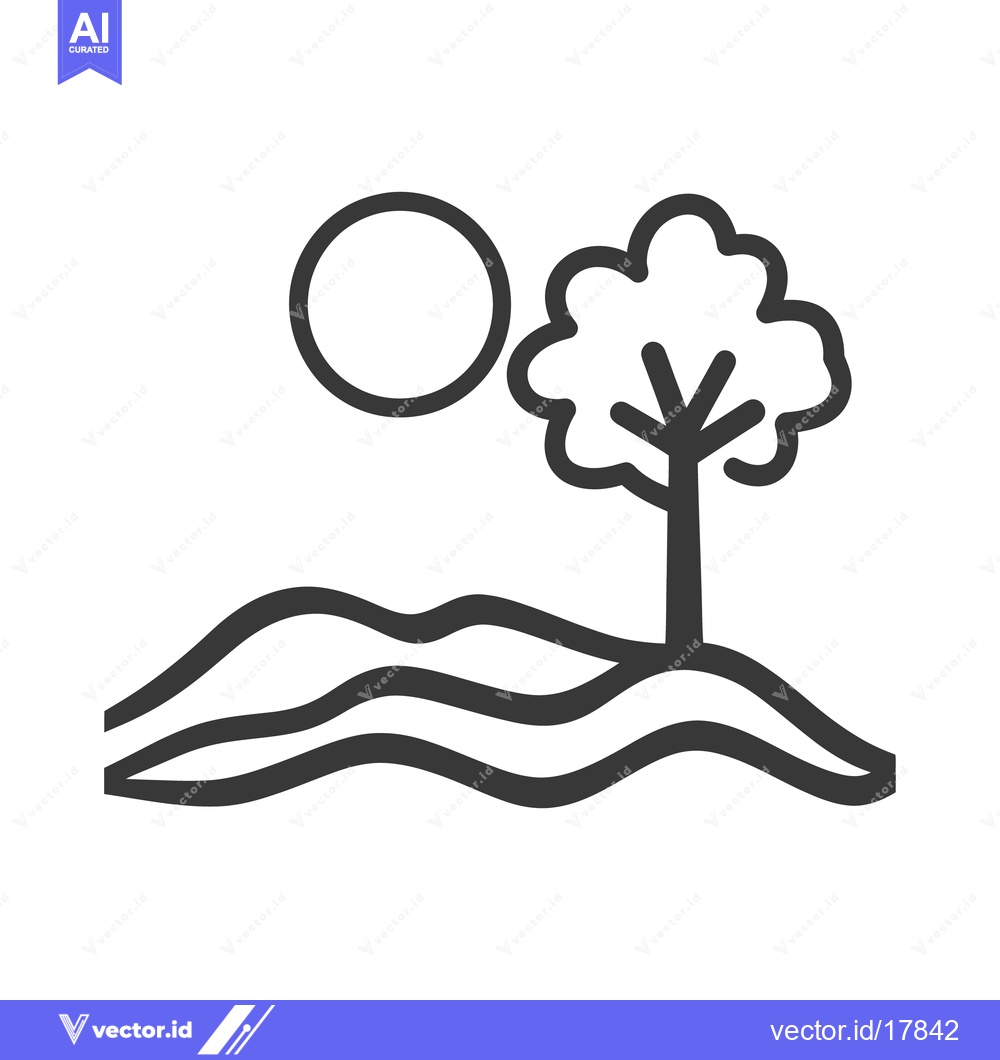 Premium Vector dari A simple black and white illustration of a landscape scene